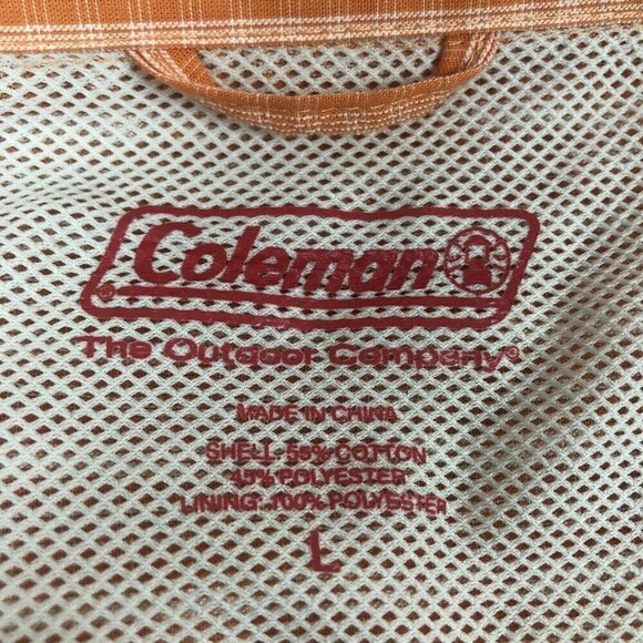 Coleman Guide Shirt Mens Large Orange Plaid Button Front - Picture 6 of 8